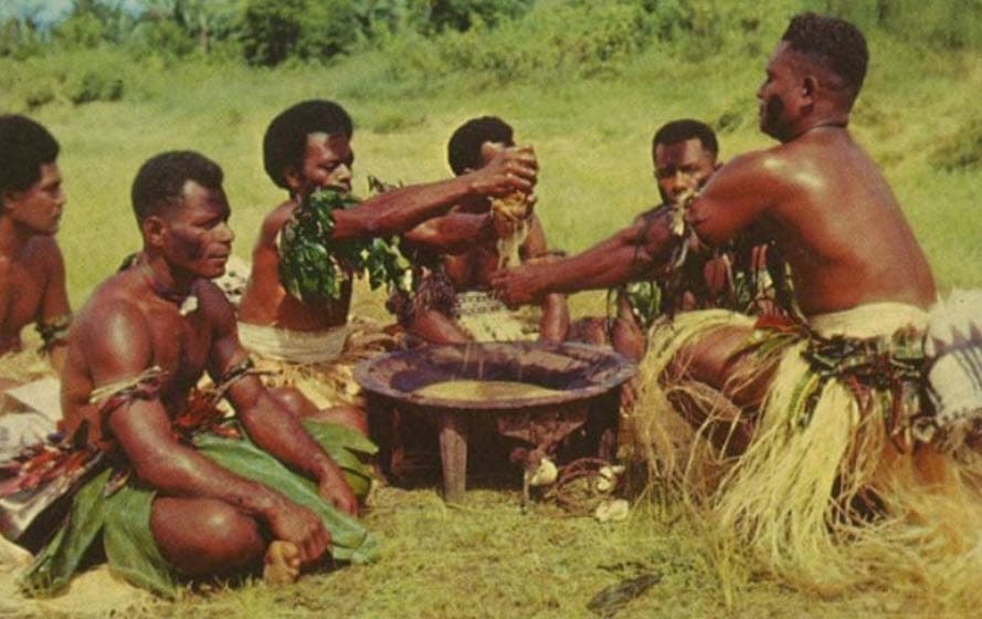 people preparing lawena kava in Fiji